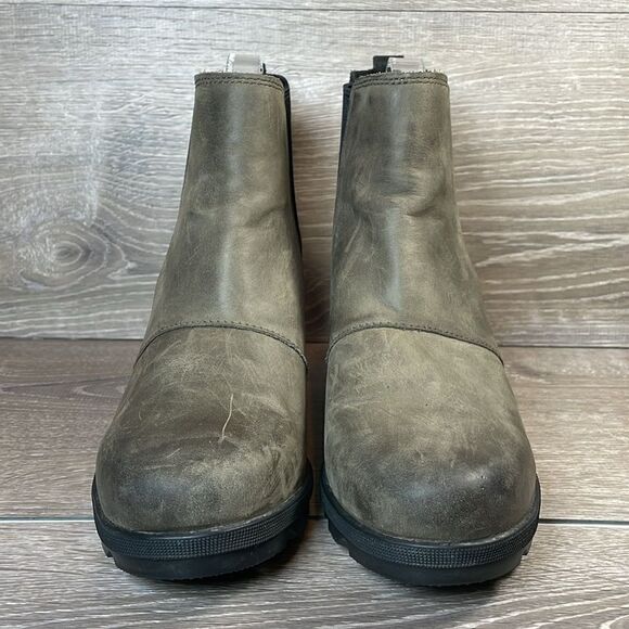 Sorel Joan of Arctic Wedge II Womens Sz 8.5 Quarry Gray Black Leather Ankle Boot - Picture 2 of 11